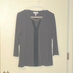 Black Calvin Klein Blouse with Gold Chai